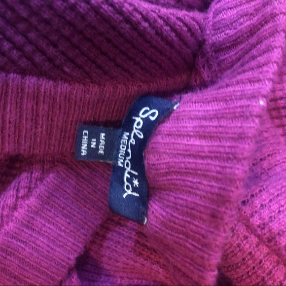 Splendid faux wrap reversible sweater top M PURPLE - Picture 5 of 7